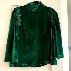 Brand new with tags. Sezane Jackie top in emerald green velvet.